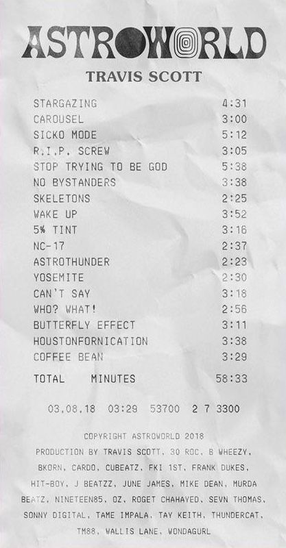 Receipt Album Cover, Album Receipts Drake, Astroworld Receipt, Music Album Receipts, Song Receipts, Music Receipt, Travis Scott Album, Rap Album Covers, Rapper Wallpaper Iphone