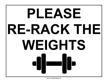 This gym sign asks weight lifters to re-rack their weights when finished. Free to download and print Re Rack Weights Quotes, Gym Signs, Gym Branding, Gym Rules, Gym Designs, Gym Posters, Weight Quotes, Weight Lifters, Gym Rack