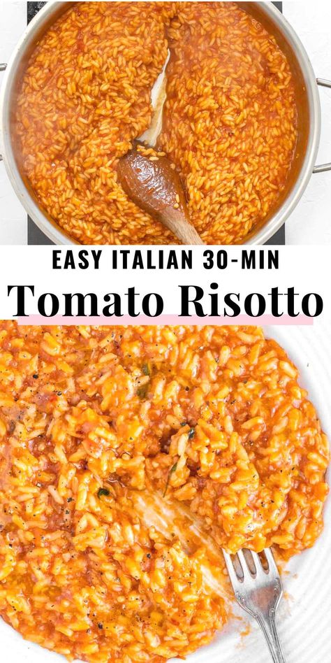 Roasted Tomato Risotto, Tomato Soup Risotto, Mediterranean Diet Picky Eater, Soup Recipes For Picky Eaters, Rosoto Recipes Dinners, Italian Risotto Recipes, Rositto Recipes, Bolognese Risotto, Lacto Ovo Vegetarian Recipes