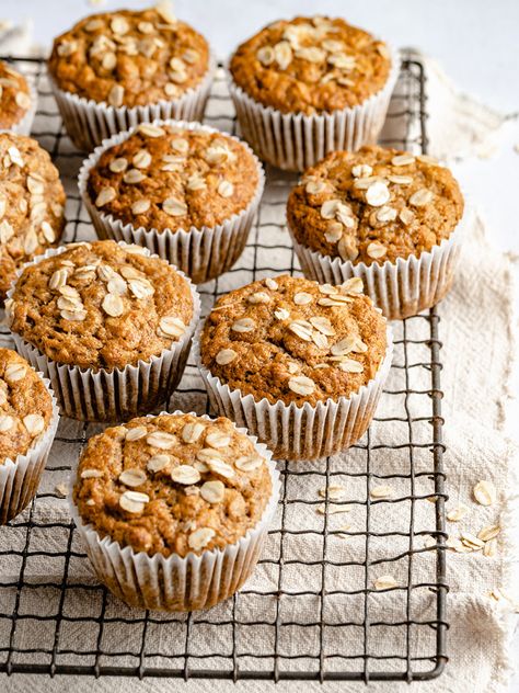 Fluffy Vegan Banana Oatmeal Muffins | Ambitious Kitchen Vegan Banana Muffins, Banana Oatmeal Muffins, Banana Oat Muffins, Dairy Free Chocolate Chips, Ambitious Kitchen, Banana Oat, Oat Muffins, Vegan Banana Bread, Oatmeal Muffins