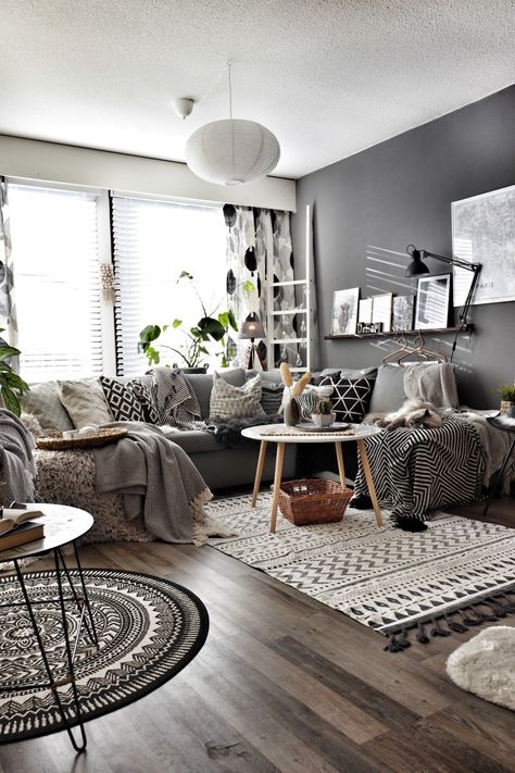 Grey Walls With Grey Furniture, Grey Maximalist Living Room, Home Decor Grey Walls, Home Decor With Grey Walls, Gray Themed House, Millennial Grey Living Room, Millenial Grey, Millennial Gray, Funky Interior Design