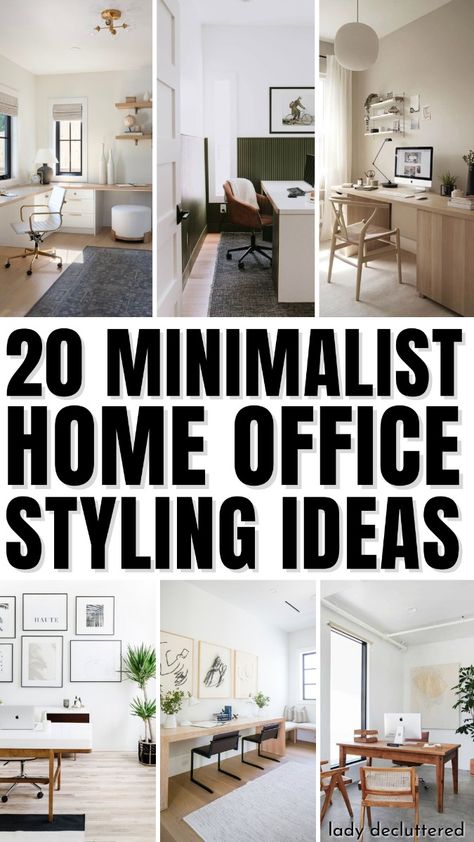 Scandinavian Decor Home Office, Minimal Home Office Ideas, Work Space At Home Ideas, Home Office Design Minimalist, White Desk Decor Ideas, Minimalist Office Wall Decor, Home Office Modern Minimalist, Cozy Minimalist Home Office, Minimal Home Office Design