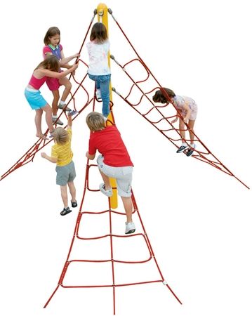 Star Seeker Climber - Single Post with Three Triangular Cable Nets - Ages 5-12 - Landscape Structures School Render, Png Collage, Render People, Playground For Kids, Urban Intervention, Commercial Playground Equipment, Playground Set, Kids Climbing, Kindergarten Design