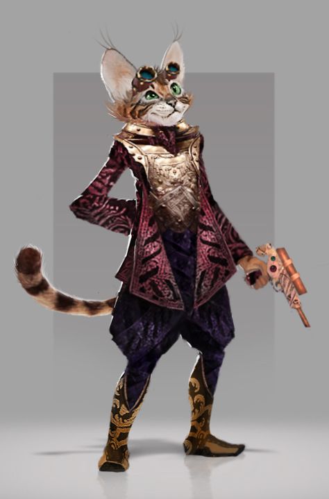 Fox Fields - Speef - The SteamPunk cat Dnd Tabaxi Artificer, Tabaxi Female Bard, Tabaxi Artificer, Pf Ideas, Dragons Inspiration, Steampunk Characters, Steampunk Animals, Steampunk Cat, Dnd Ideas