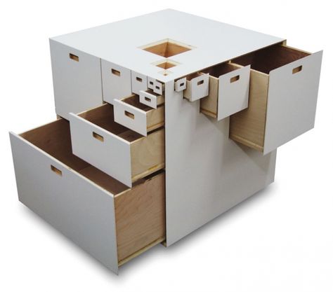 Fractal 23, designed by Takeshi Miyakawa Study Sketches, Houseboat Ideas, Jewerly Display, Convertible Furniture, Creative Furniture, Piet Mondrian, Cube Storage, Small Space Living, Storage Items