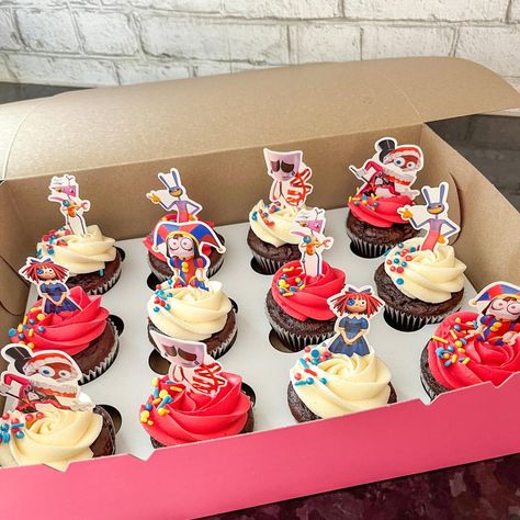 And ‘Amazing Digital Circus’ theme cupcakes to match the cake in the last post 🎪 Digital Circus Cake, Amazing Digital Circus Cake, Circus Theme Cupcakes, Circus Cupcakes, Circus Cakes, Theme Cupcakes, Circus Cake, Birthday 5, Ideas Fiesta