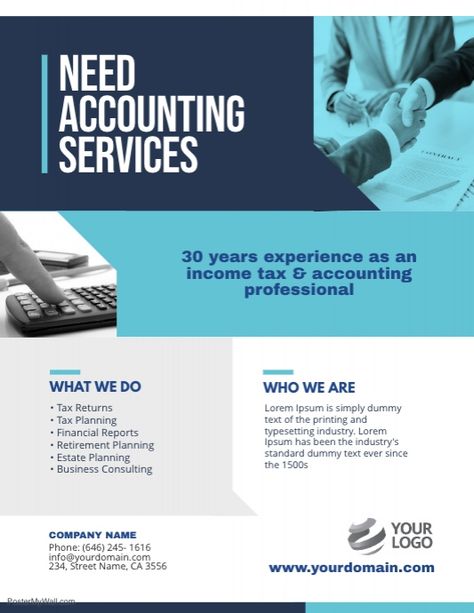 Accounting Services Flyer Poster Template Accounting Services Flyer, Tax Services Flyer, Accounting Services Poster, Bookkeeping Services Flyer, Financial Consultant, Accounting Business, Invoice Format, Machine Logo, Tax Consulting