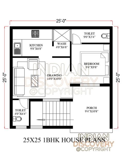 30x25 House Plans, 25x25 House Plans, House Plans East Facing, Bedroom Indian, Rent House, Bungalow Floor Plans, Indian House Plans, Indian House, Small House Layout