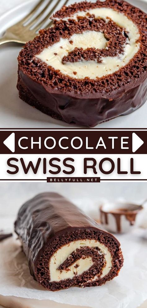 Chocolate Swiss Roll Cake, Swiss Roll Cakes, Jelly Roll Cake, Swiss Cake, Chocolate Swiss Roll, Chocolate Roll Cake, Swiss Roll Cake, Cake Roll Recipes, Chocolate Roll