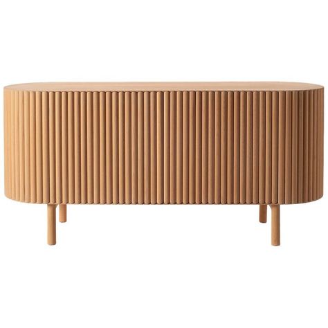 Slatted Beech Wood Rima Credenza by Peca | See more antique and modern Credenzas at https://www.1stdibs.com/furniture/storage-case-pieces/<null> Wood Credenza, Salon Suites, Console Desk, Sideboard Designs, Wood Molding, Modern Credenza, Wooden Slats, Burled Wood, My New Room