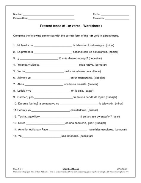 Present Tense Verbs Worksheets Imperfect Tense Spanish, Spanish Practice Worksheets, Spanish Preterite Tense, Subjunctive Spanish, Verbs In Spanish, Spanish Verb Conjugation, Preterite Spanish, Japanese Verbs, Student Conference