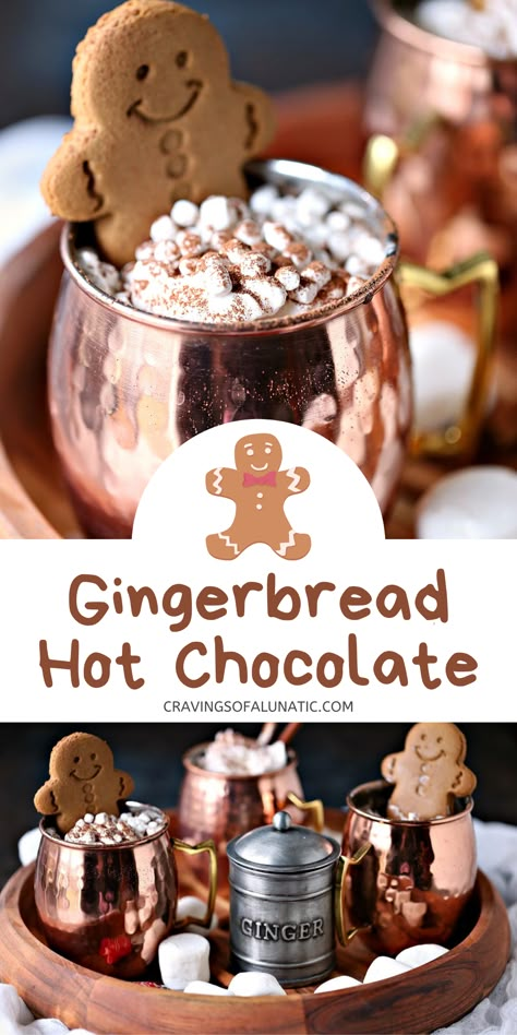 German Hot Chocolate Recipe, Gingerbread Hot Chocolate Recipe, Hot Chocolate Reindeer, Hot Christmas Drinks, Christmas Hot Chocolate Bar, Gingerbread Hot Chocolate, Gourmet Hot Chocolate, Bar At Home, Hot Cocoa Recipe