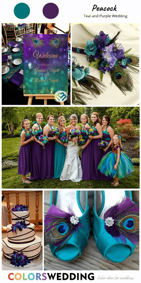 Purple Teal Wedding, Peacock Wedding Decorations, December Wedding Colors, Purple Turquoise Wedding, Peacock Wedding Inspiration, Peacock Themed Wedding, Peacock Party, Peacock Wedding Theme, Wedding Colors Purple