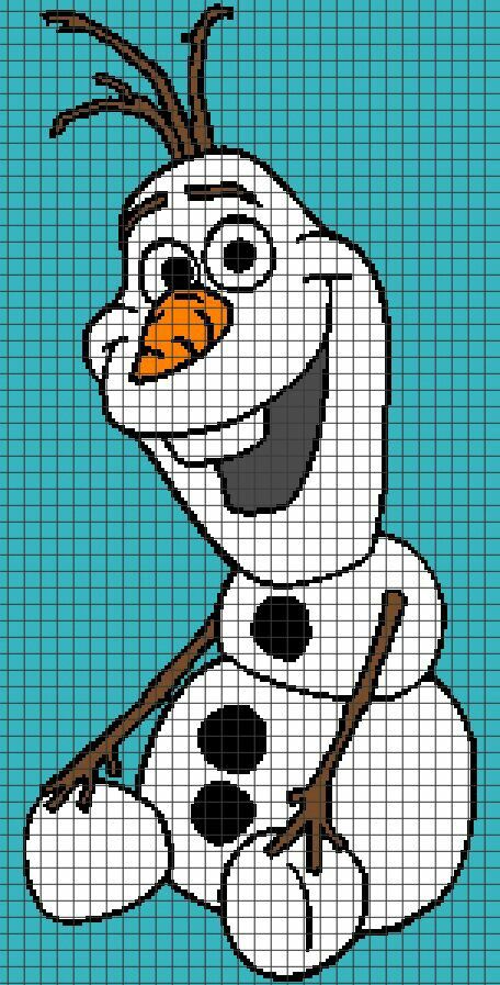 Xime Frozen Cross Stitch, Olaf Snowman, Frozen Frozen, Crochet Graphs, Graph Patterns, Crochet Graph, Disney Cross Stitch Patterns, Graph Crochet, Disney Frozen Olaf