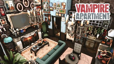 A dark & cluttered apartment for a Vampire Apothecary! 🦇 • 📍 2B Jasmine Suites in San Myshuno • No CC • Gallery ID: ChrissieYT • Packs Used: NOT pack restricted! • $122,532 Simoleons • 2 bed, 1 bath (space for 1-2 Sims) Sims 4 Apothecary, Vampire Apartment, Cluttered Apartment, Sims 4 San Myshuno, The Sims 4 Apartment, Sims 4 Apartment, Sims 4 Vampire, San Myshuno, Play Sims 4