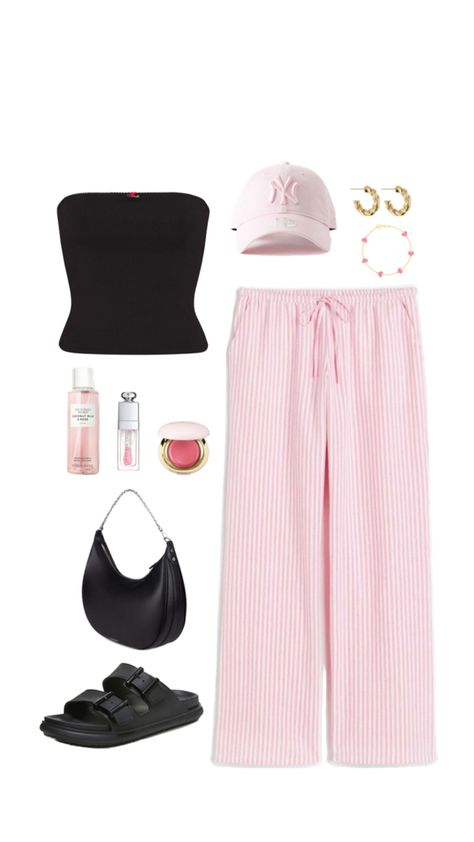 Pink outfit idea, spring outfit, fashion inspiration, fit inspo, pink linen stripped pants, black sandals, black top, black purse, accessories, golden jewells, pink cap Pants - https://amzn.to/4aXIrc3 Top - https://amzn.to/3wlXr4v Shoes - https://amzn.to/3UClrd6 Bag - https://amzn.to/3JP6Epm Cap - https://amzn.to/3WnPJ4D Accessories -https://amzn.to/3xXTkvV https://amzn.to/3WsaOLi https://amzn.to/3JLSB3G https://amzn.to/4a5KObI #ad #sponsored #affiliate Pink Top Black Pants Outfit, Pink Striped Pants Outfit, Pink Linen Pants Outfit, Pin Stripe Pants Outfit, Pink Top Black Pants, Stripped Pants Outfit, Pink Trousers Outfit, Stripe Pants Outfit, Pink Linen Pants