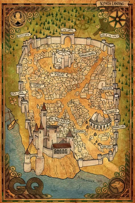 King's Landing Map, Medieval Map, Game Of Thrones Map, Westeros Map, Kings Landing, Map Making, King's Landing, Ancient Maps, Rpg Map