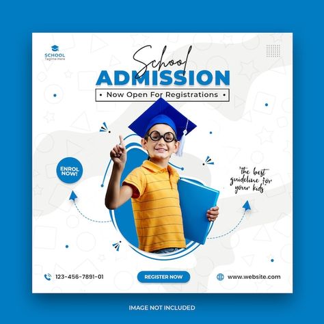 School Admissions Banner, College Social Media Design, College Social Media Post Design, School Admission Banner, Academy Social Media Design, School Social Media Post Ideas, Educational Post Design, School Social Media Post Design, Educational Social Media Design