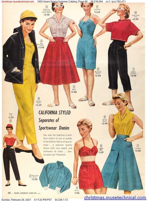 1955 Sears Spring Summer Catalog, Page 68 - Christmas Catalogs & Holiday Wishbooks 1950s Catalog Fashion, Anni 50 Outfit, 50's Outfits 1950s, 50s Summer Fashion, 50’s Outfits, 1950s Summer Fashion, Clothes Magazine, 1950s Wardrobe, 1961 Fashion