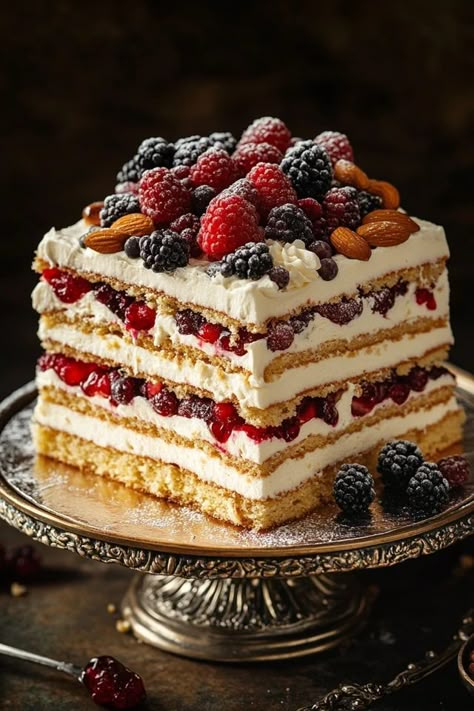 🍰 Russian Cake – Experience the rich and delightful flavors of this traditional Russian cake, perfect for special occasions or a sweet treat! 🌟 #RussianCake #Baking #DessertInspiration #SweetTreats Russian Sour Cream Cake, Traditional Russian Christmas Desserts, Russian Sweets Desserts, Russian Cake Recipes, Russian Christmas Food, Russian Napoleon Cake, Foreign Desserts, Russian Sweets, Russian Party