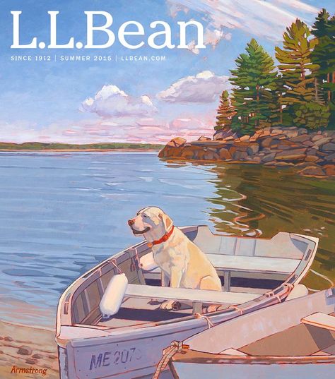 Related image Ll Bean Aesthetic, Hayley Aesthetic, Catalog Covers, Bean Art, Lab Art, Pet Camping, Maine Artist, Maine Art, Catalog Cover