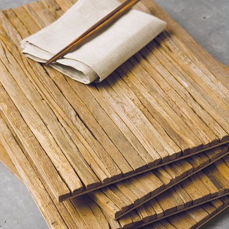 Placemats from reclaimed wood Photo: Olive And Cocoa / SF Wood Placemat, Wooden Placemats, Olive And Cocoa, Wood Placemats, Lodge Ideas, Caveman Diet, Plastic Alternatives, Food Photography Props, Emily Henderson