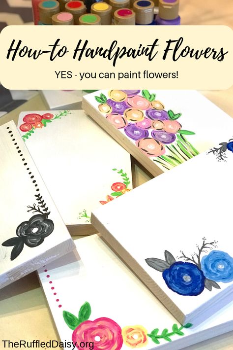 Learn How To Hand Paint Flowers The Easy Way - The Ruffled Daisy Painted Steps, Painting Flowers Tutorial, Easy Flower Painting, Daisy Daisy, Paint Flowers, Flowers Painted, Daisy Flowers, Hand Painted Flowers, Painted Flowers