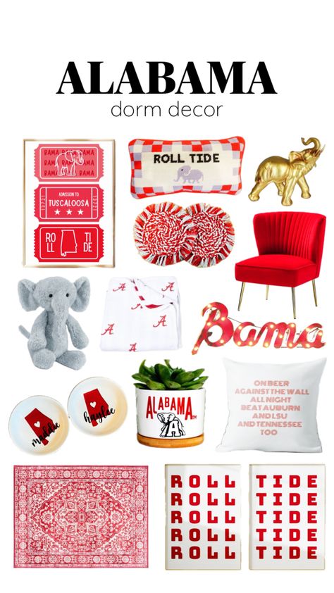 #bama #alabama #dorm #dormdecor #rolltide Bama Dorm, Bama Aesthetic, Roll Tide, College Dorm, Dorm Decorations, Alabama, Dorm Room