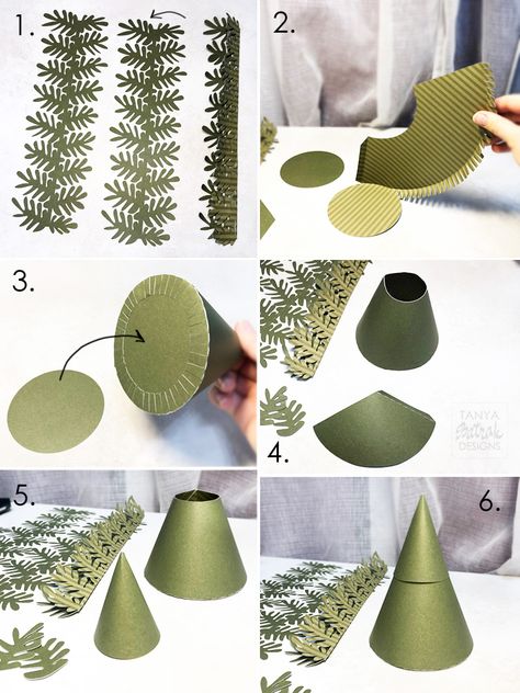 How to make paper pine tree Paper Pine Tree, Paper Tree Craft, Paper Trees, Event Decorating, Diy Christmas Village, Tree Box, Tree Templates, Holiday Deco, Festive Crafts