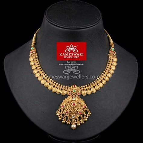 Kameswari Jewellers, Gold Haram, Necklaces Ideas, Jewel Design, Neck Pieces Jewelry, New Gold Jewellery Designs, Temple Jewelry, Gold Jewelry Simple Necklace, Gold Necklace Indian Bridal Jewelry