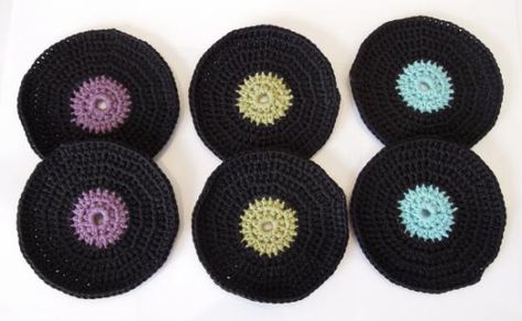 Record Crochet, Crochet Inspo, Crochet Coasters, Knitting Ideas, College Dorm, Vinyl Record, Fiber Art, Crochet Projects, Coasters