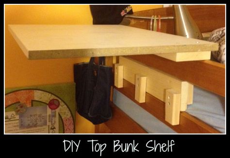 Top Bunk Bed Ideas Storage, Bunk Bed Shelf Ideas, Top Bunk Storage, Top Bunk Bed Ideas, Bed Tray Diy, Diy Ipad Stand, Bunk Bed Shelf, Bed Shelf, Build A Loft Bed