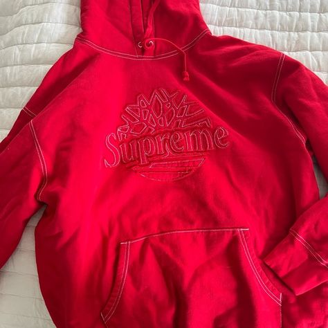 Supreme, Timberland red hoodie, size extra large brand new never been worn Supreme Timberland, Red Hoodie, Extra Large, Mens Shirts, Man Shop, Sweatshirts Hoodie, Brand New, Sweatshirts, Red