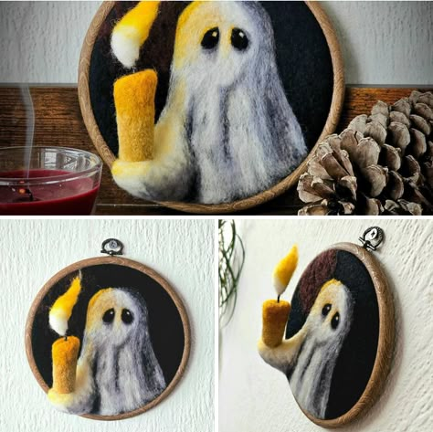 Needle Felt Painting, Halloween Needle Felting, Forest Lounge, Needle Felted Halloween, Felted Halloween, Music And The Brain, Needle Felting Tutorial, Halloween 3d, Needle Felting Tutorials