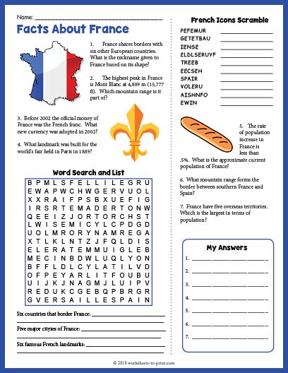 World Thinking Day France, France Activities For Kids, France Facts, France Activities, France Geography, France For Kids, France Project, Facts About France, Learning French For Kids