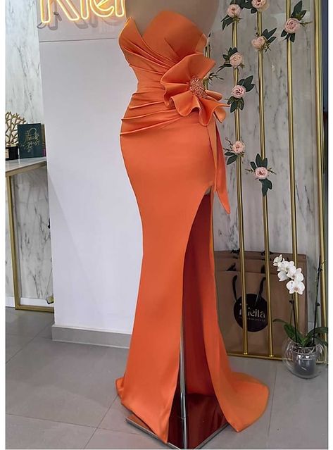 Dress Masquerade, Masquerade Prom, Gown Floral, Evening Dresses Online, Orange Satin, Cheap Evening Dresses, Evening Dresses Cocktail, Prom Dresses Online, Cocktail Dress Party