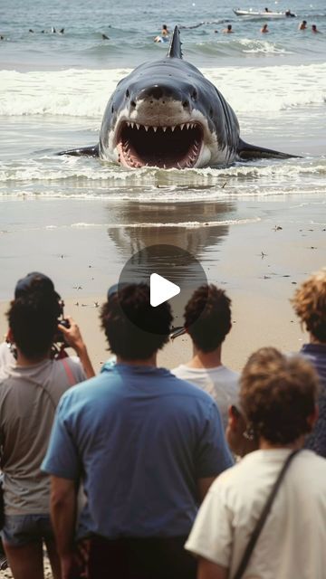 Digital Creative on Instagram: "Stranded mega sharks 🦈 🐋   In the murky depths of our oceans, stranded mega sharks defied extinction, their ancient forms haunting the uncharted abyss. These colossal leviathans, remnants of a bygone era, surfaced in unexpected corners of the globe, leaving humanity awestruck and trembling. 🌊 The Abyssal Sentinel 🌊 Location: Mariana Trench Deep within the Mariana Trench, where pressure crushed submarines like tin cans, a megalodon stirred. Its eyes, once fierce and predatory, now held a melancholic wisdom. The creature had witnessed epochs pass, continents shift, and civilizations rise and fall. As researchers descended in their submersibles, they glimpsed the ghostly silhouette—a relic from a time when the Earth’s seas teemed with primordial life.  This People Swimming With Sharks, Megladon Shark Pictures, Animal Predators, Marine Life Photography, Shark Underwater, Mega Shark, Cute Sea Creatures, Ocean Life Photography, Muscle Art