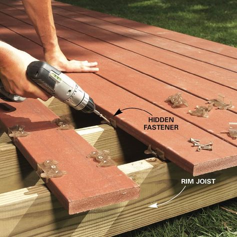 Backyard Decks: Build an Floating Deck (DIY) | Family Handyman Island Deck, Ground Level Deck, Deck Building Plans, Building A Floating Deck, Laying Decking, Living Pool, Balkon Decor, Floating Deck, Deck Construction