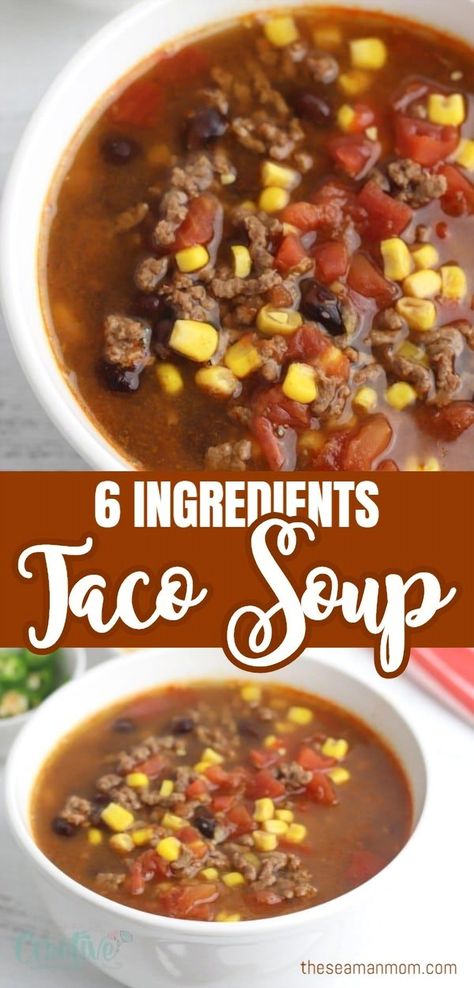 Warm up your weeknight with this easy and delicious taco soup featuring savory ground beef. Perfect for those busy evenings, this hearty dish combines all your favorite taco flavors into a comforting bowl of goodness. With minimal prep and cook time, it's a go-to recipe for a satisfying meal that the whole family will love. Enjoy the rich blend of spices, beans, and veggies that make this soup a standout choice for a quick dinner. Taco Soup With Ground Beef, Soup Toppings, Easy Dinner Ground Beef, Taco Soup Recipe Easy, Easy Taco Soup, Puppy Chow Recipes, Soup With Ground Beef, How To Make Taco, Taco Soup Recipe