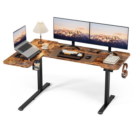 PRICES MAY VARY. 【Reversible L-Shaped Corner Design】Our sit stand desk offer reversiable 59" x 40" adjustable desktop that can be used both left-handed and right-handed and eassly support more than 2 monitors for daily use 【Game-Changer For WFH】:Acrolix's standing desk a Game-Changer for your health and productivity during WFH,Three preset memory height function provides better experience, high quality products can load up to 176lbs 【Electric Height Adjustabloe Desk】：The stand up desk can be adj Male Home Office, Home Office Standing Desk, Standing Desk Adjustable, Gaming Stand, Corner Standing Desk, Desk Adjustable Height, Standing Desk Office, Home Office Computer Desk, Small Space Office