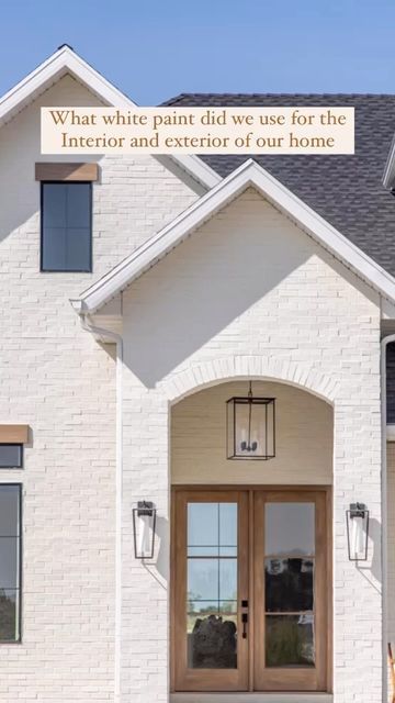 White And Gray Exterior Paint Colors, Exterior Stone Painted White, White And Beige Home Exterior, White Dove House Exterior, Cloud White Benjamin Moore Exterior, Sw Dover White Exterior, White Duck Exterior House, Off White Brick House Exterior, Dover White Exterior House