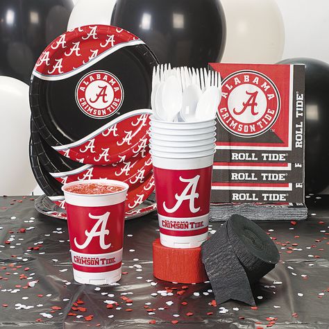 NCAA™+Alabama+Crimson+Tide™+Party+Supplies+-+OrientalTrading.com Alabama Graduation Party, Win Lose Or Draw, Alabama University, Bama Football, Football Birthday Party, College Party, Roll Tide Roll, Alabama Roll Tide, College Parties