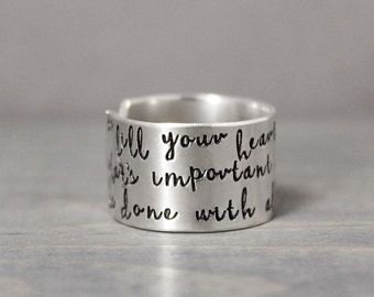 This item is unavailable Silver Quotes, Feather Ring Silver, Unique Silver Rings, Metal Stamped Jewelry, Hammered Silver Ring, Gold Diamond Wedding Band, Aquamarine Engagement Ring, Silver Feather, Hand Stamped Jewelry