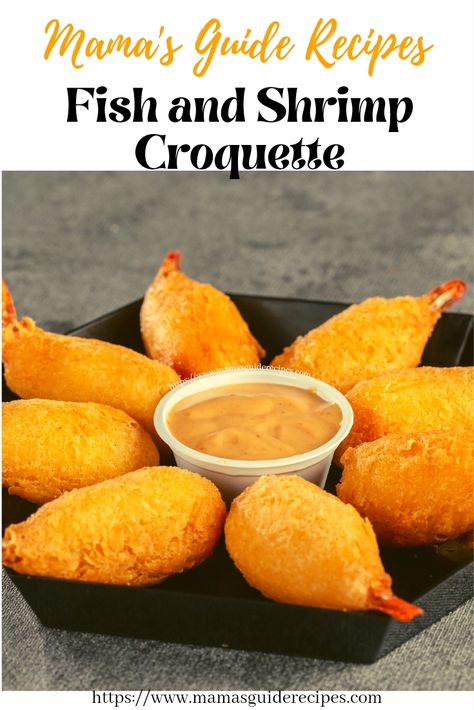 Fish and Shrimp Croquette Shrimp Croquettes Recipe, Shrimp Croquettes, Homemade Cookbook, Delicious Seafood Recipes, Yummy Seafood, Best Seafood Recipes, Shrimp Recipes Easy, Appetizer Bites, Sea Food