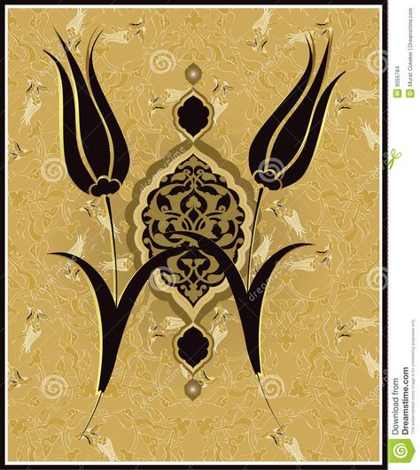 Traditional Ottoman Turkish Tulip Design Turkish Tulip, Traditional Ottoman, Tulip Tattoo, Elements Tattoo, Turkish Tiles, Seamless Wallpaper, Antique Ottoman, Islamic Culture, Ottoman Design