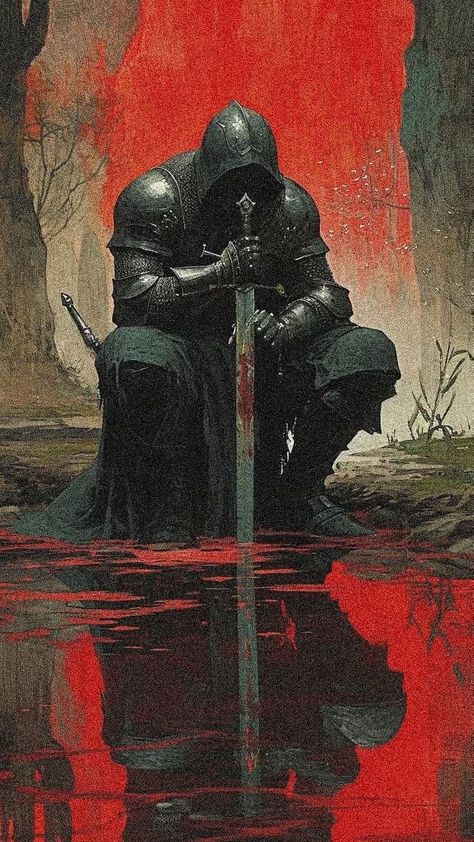 Dark Fantasy Pixel Art, Dark Fantasy Wallpaper, Dark Fantasy Aesthetic, King Aesthetic, Dark Souls Wallpaper, Evil King, Dark Souls Artwork, Medieval Knights, Medieval Paintings