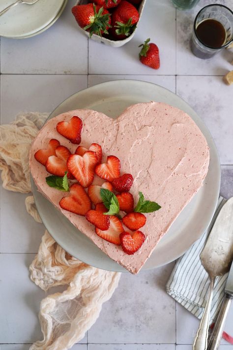 Strawberry Heart Cake (for Mother’s Day) | Bake to the roots Strawberry Heart Cake, Cake For Mother, Heart Cake Design, Cake For Her, Strawberry Heart, Strawberry Powder, Strawberry Hearts, Heart Cakes, Apple Cake Recipes