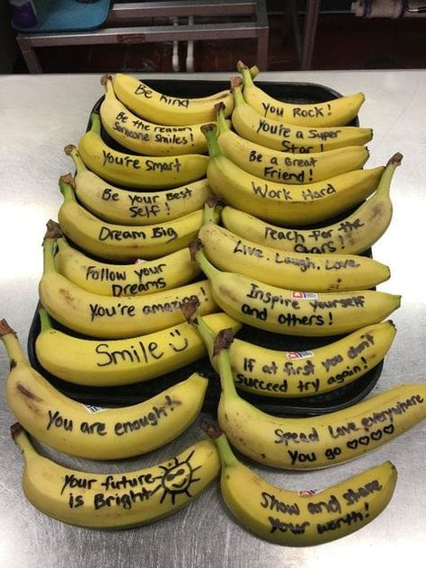 Banana Quotes, School Cafeteria Decorations, Cafeteria Bulletin Boards, School Lunchroom, School Event Dress, Cafeteria Food, School Nutrition, School Breakfast, School Lunch Ideas