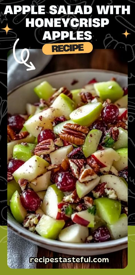 This vibrant Apple Salad combines the crispness of Honeycrisp apples, the crunch of celery, sweet grapes, toasted pecans, and tangy dried cranberries, all enveloped in a creamy dressing. Perfect as a refreshing side dish or light lunch, it’s a delightful way to enjoy the flavors of autumn. Apple Celery Salad, Apple Cranberry Salad, Celery Salad, Apple Salad Recipes, Pecan Salad, Cranberry Salad, Grape Salad, Creamy Dressing, Diced Apples