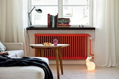 Painted Radiator, Modern Paint Colors, Midcentury Home, Cast Iron Radiators, Modern Interior Decor, Contemporary Room, Apartment Living Room, Modern Room, Interior Design Styles